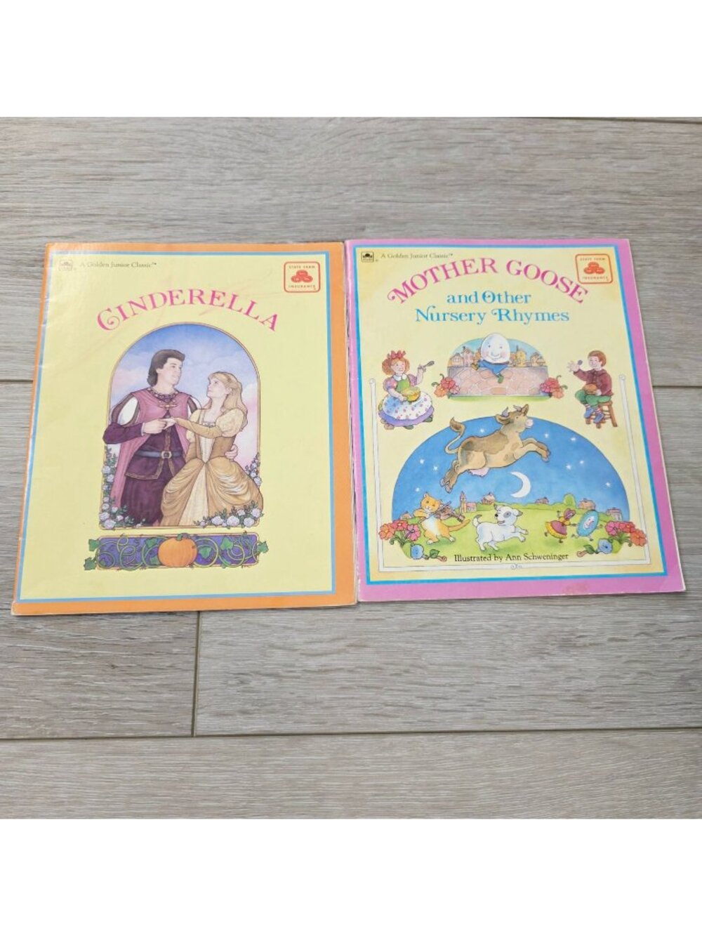 2 Vtg State Farm Ins Promo Golden Junior Classic Books Cinderella Mother Goose
